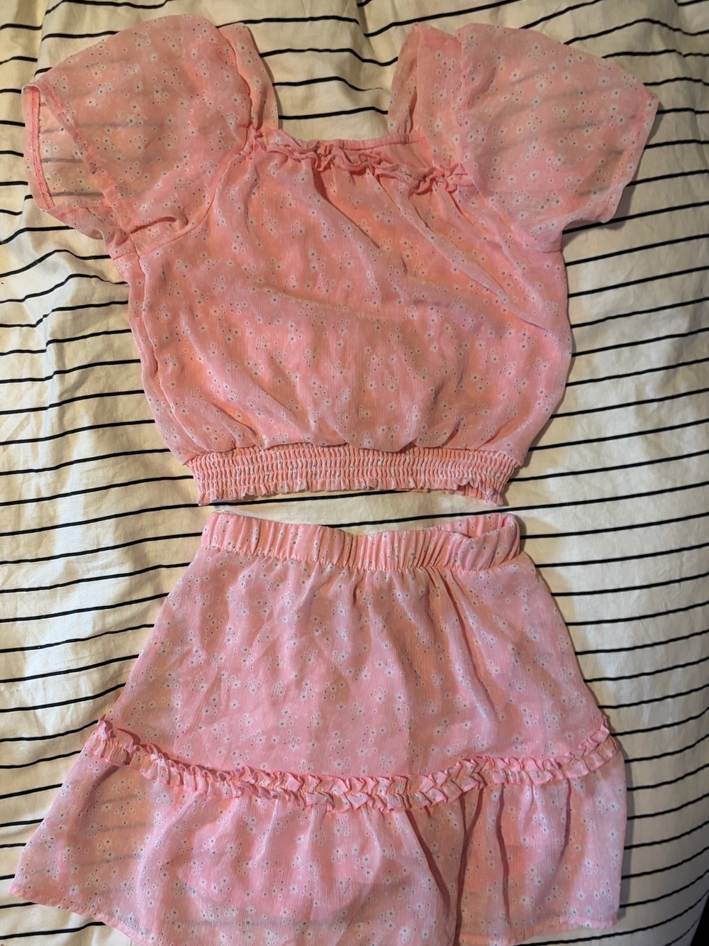 Girls Pink and Floral Two-Piece Matching Set